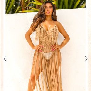 Gorgeous crochet cover up in nude